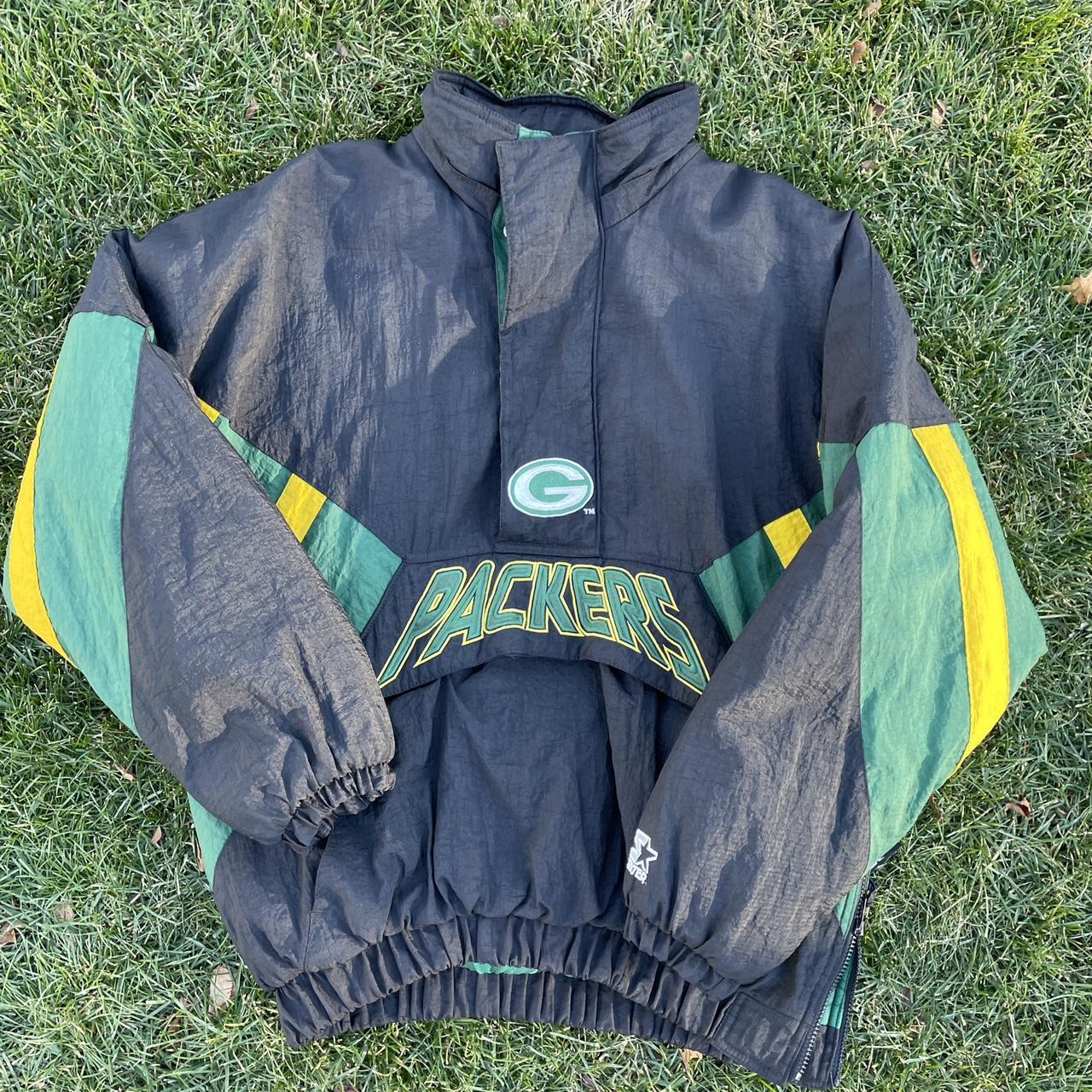 Jackets & Coats, Vintage Starter Nfl Green Bay Packers Jacket L Rare Black  With Hood Danny