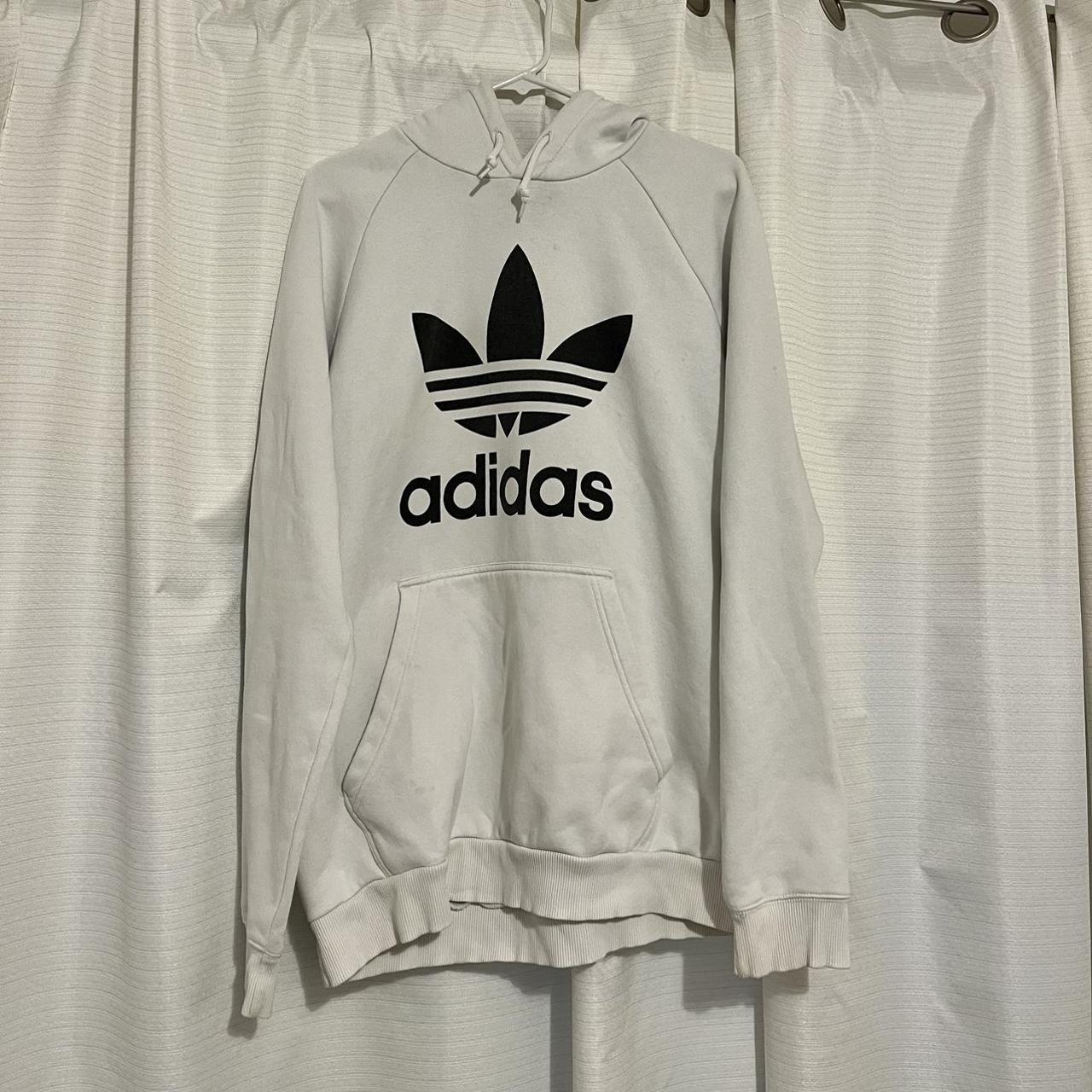 womens oversized adidas hoodie stain on back as. Depop