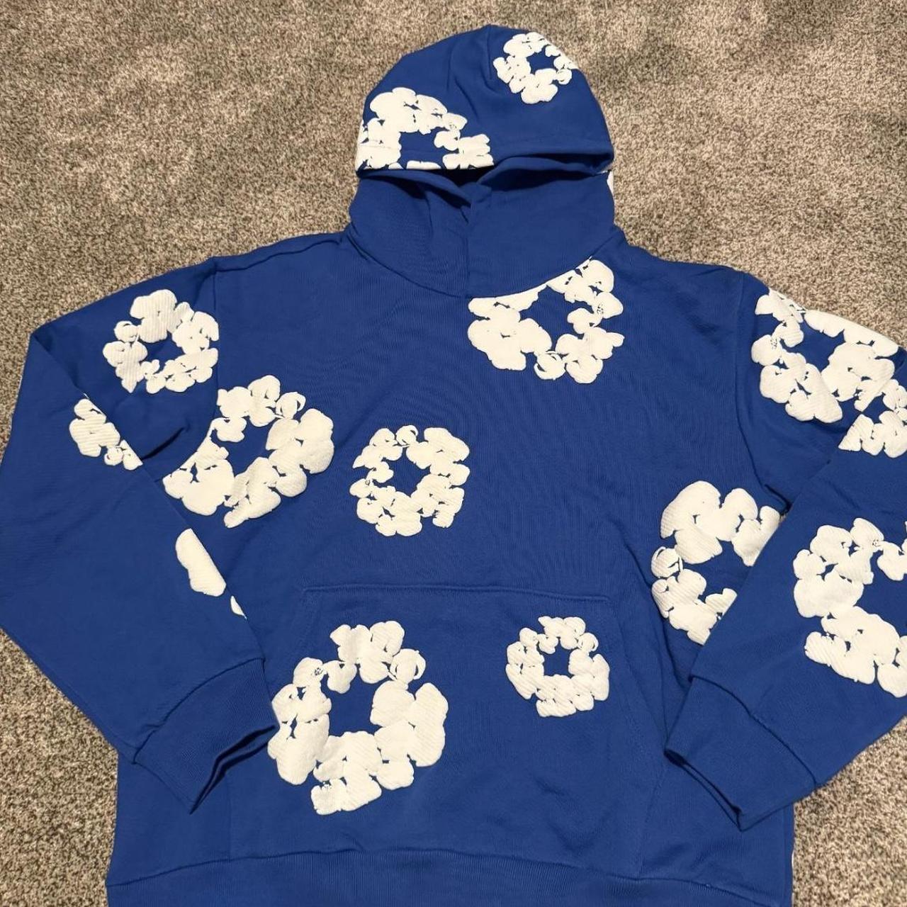 Denim Tears Hoodie Royal Blue Size L - Depop