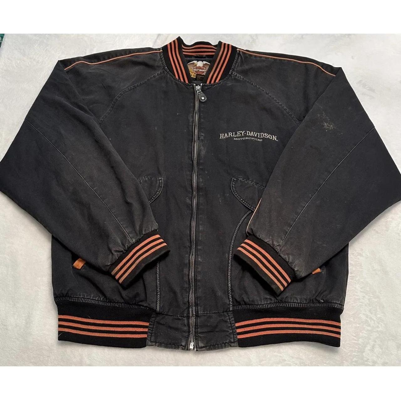 Vintage 90s Harley Davidson Jacket Bomber Black | Depop