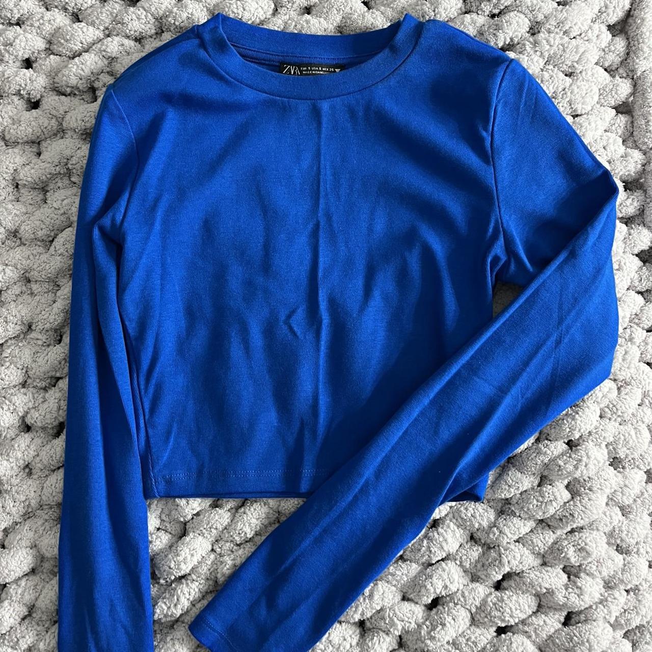 Zara blue long sleeve crop top Worn once Depop