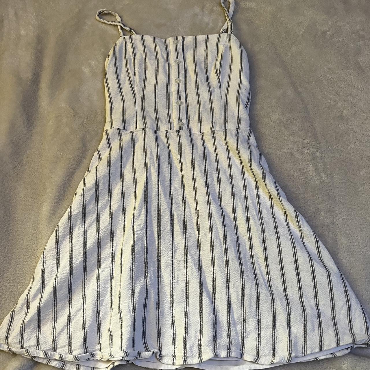 Hollister white sun dress with navy blue stripes