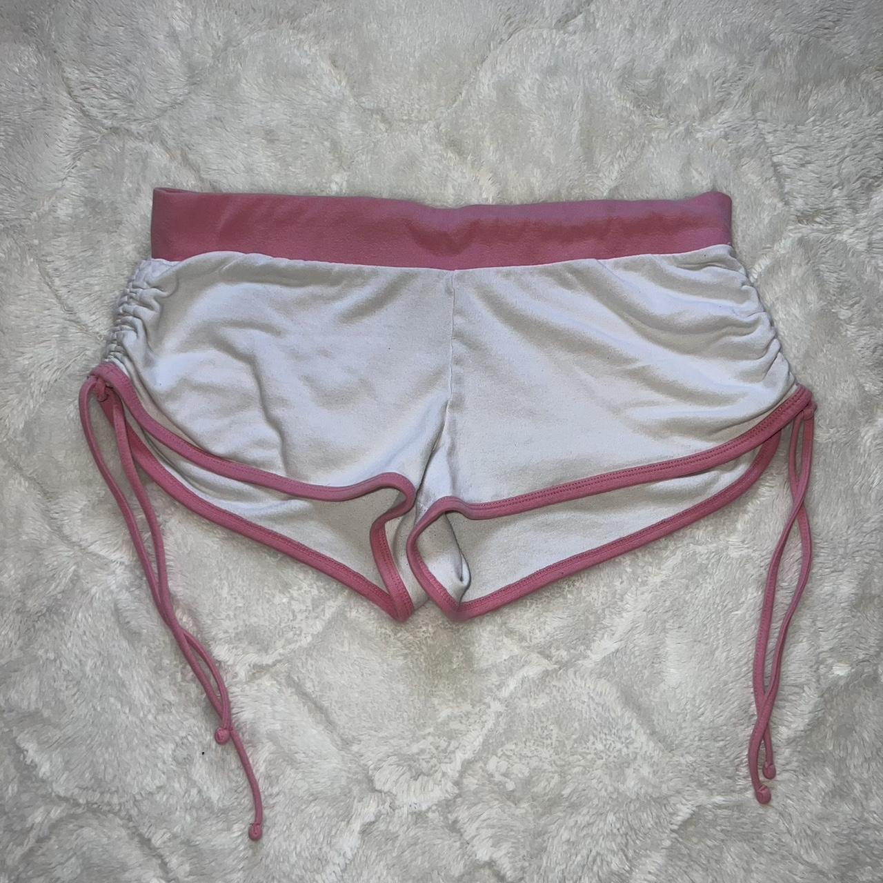 No Boundaries Women's Pink and White Shorts | Depop
