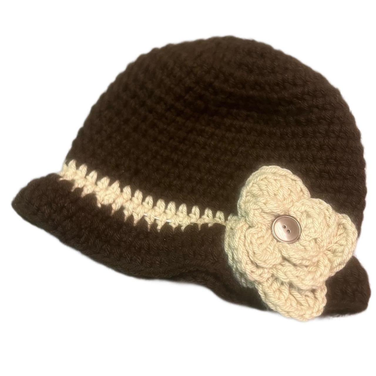 The cutest crotchet hat with 🌸 🐆One size - Depop