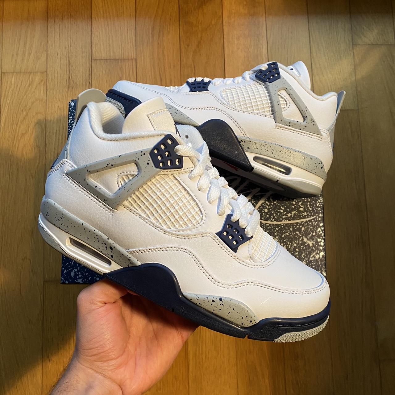 Jordan 4 Retro Midnight Navy, Nuovo con cartellino.... - Depop