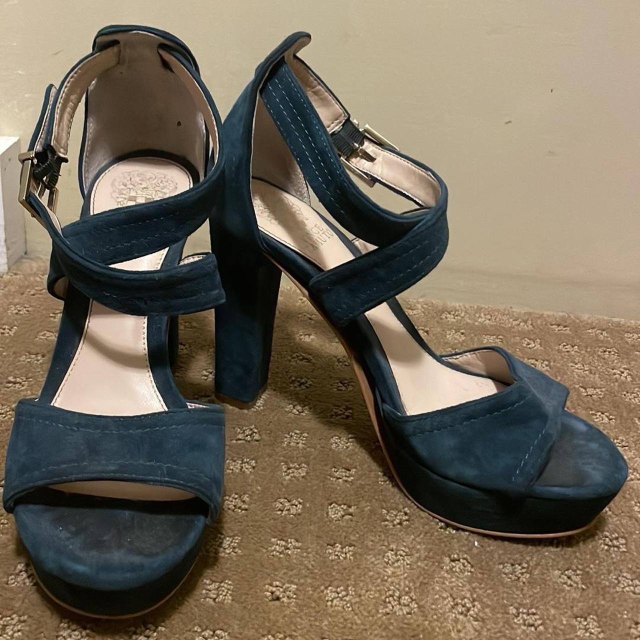 VINCE CAMUTO SHAYLA TEAL GREEN SUEDE SANDALS Depop