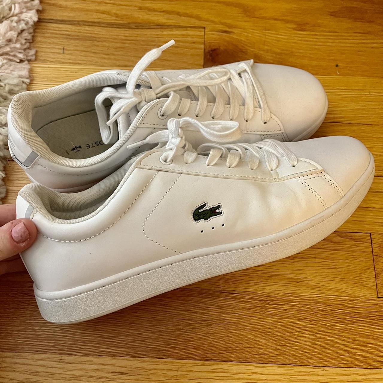 Lacoste white leather hot sale sneakers womens