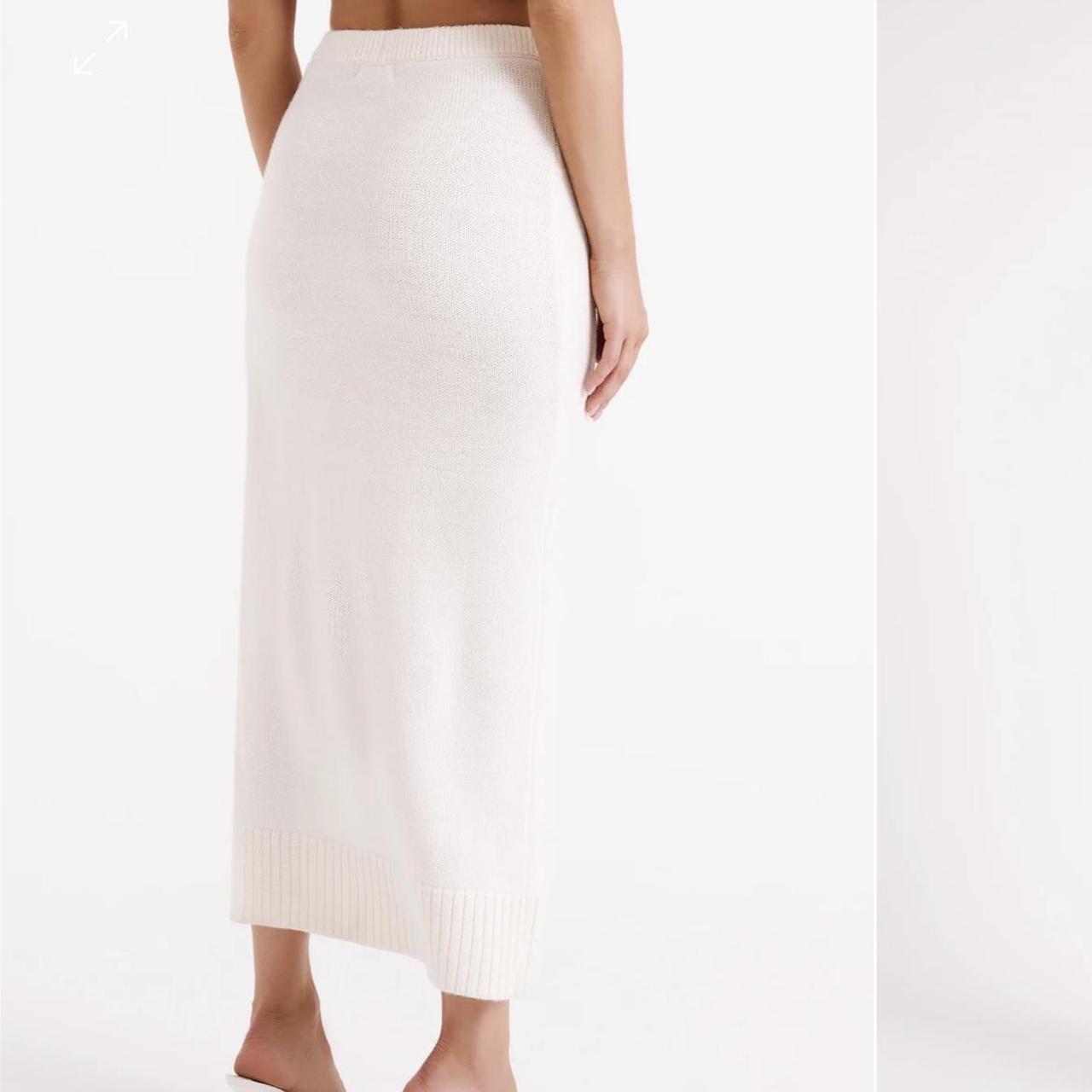 Meshki BRITTANY Knit Midi Skirt in Ivory Depop