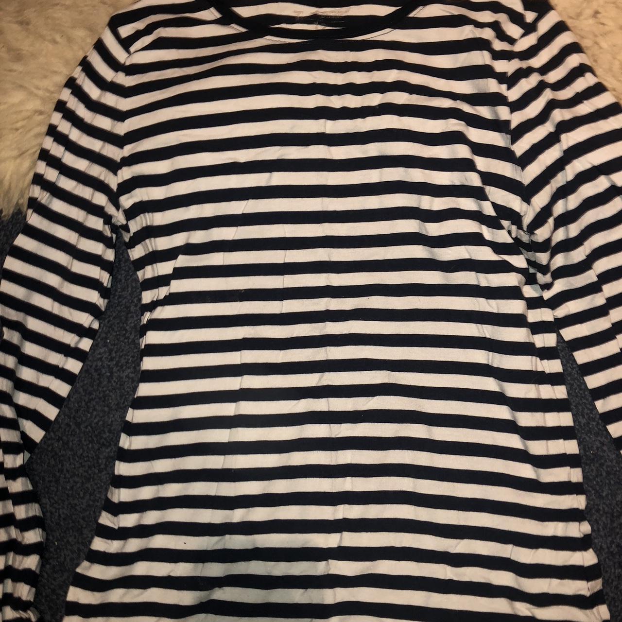 striped long sleeve navy and white size large/12... - Depop