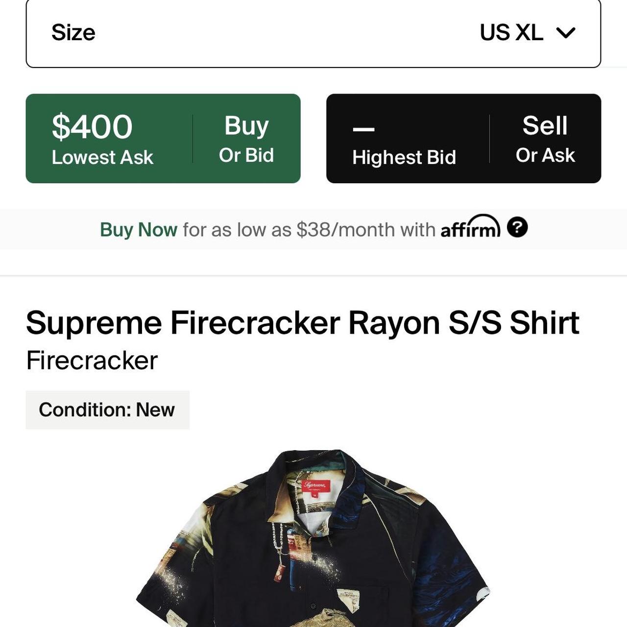 supreme firecracker rayon s/s shirt, only worn once...