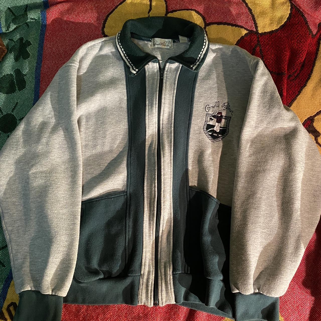 vintage 90s gray and green colour block arnold... - Depop