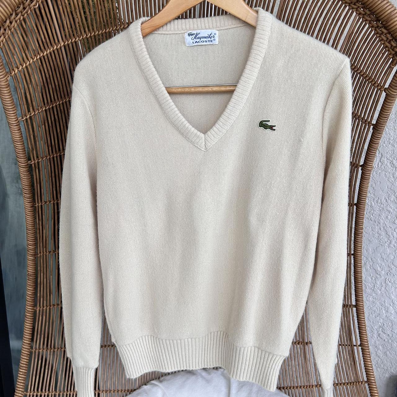 Lacoste Women's Cream Jumper Depop
