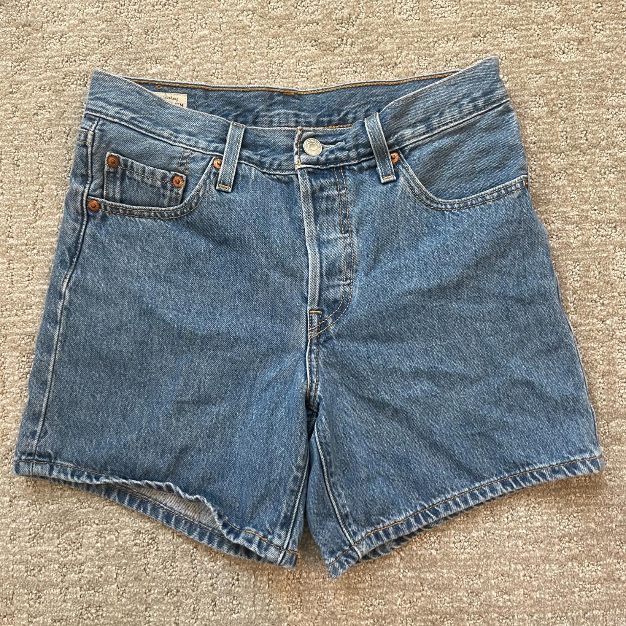 -vintage levis denim shorts -midrise, mid... - Depop