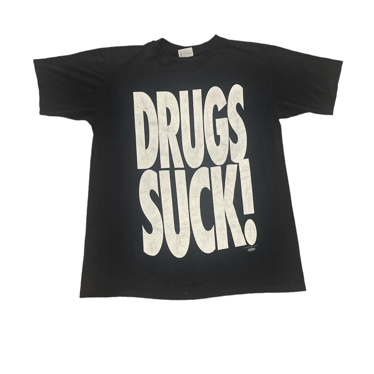 美品 ビンテージDRUGS SUCK! Tシャツ 1991年製 USA製 Vintage 1991 New Kids On The Block Drugs Suck | Depop