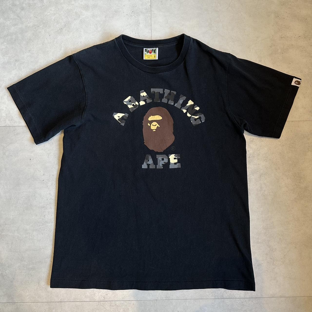 Bape College Tee Black/Camo Text • Men's: Size M Depop
