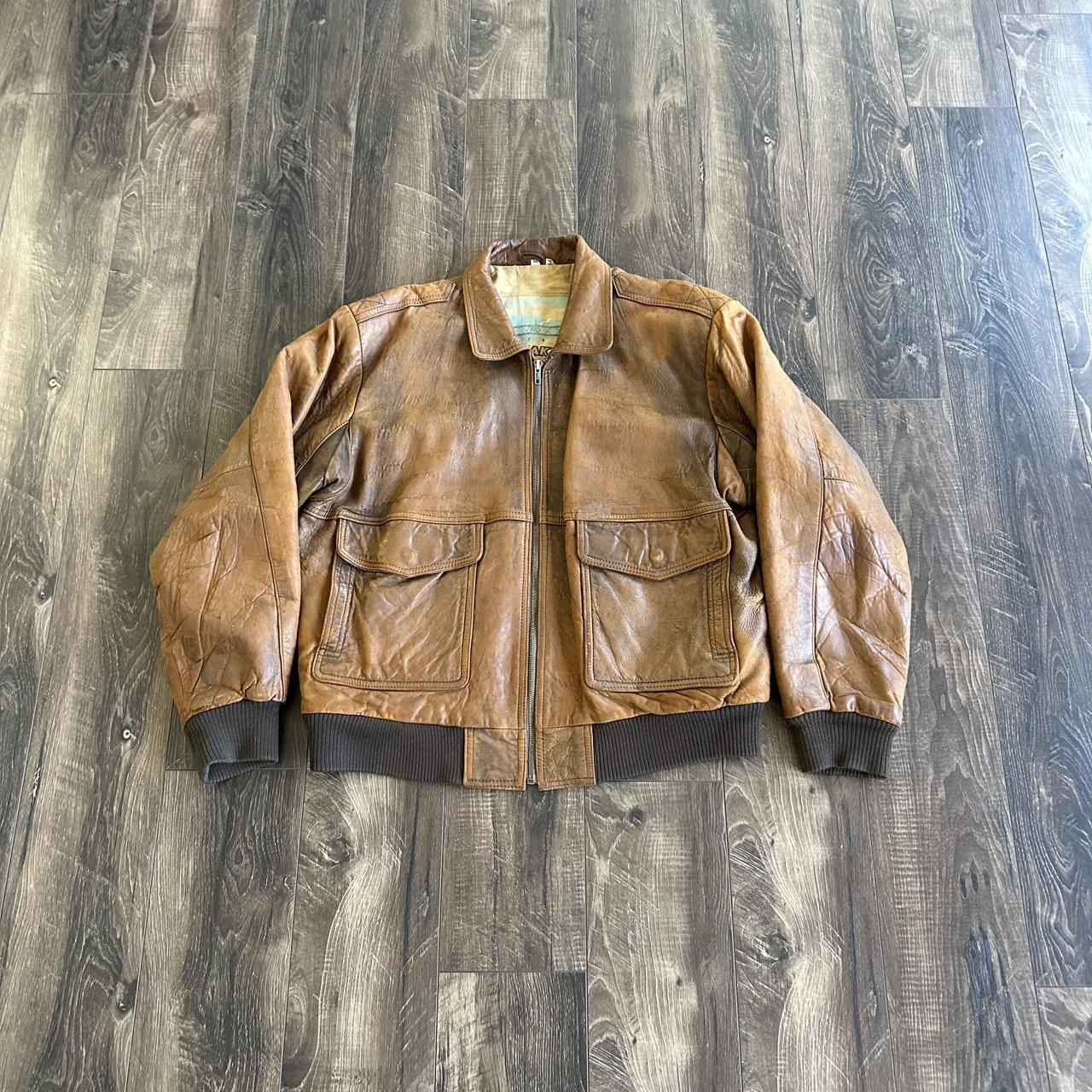 vintage korean leather bomber jacket, amazing... - Depop