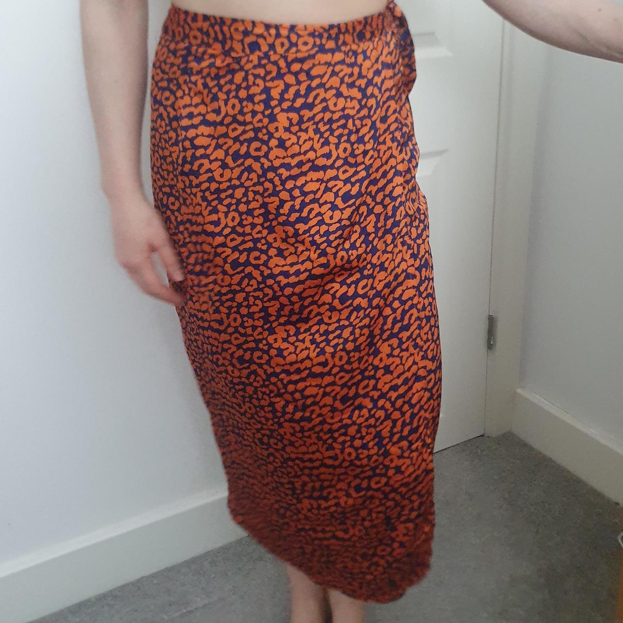 Orders orange and blue leopard print skirt