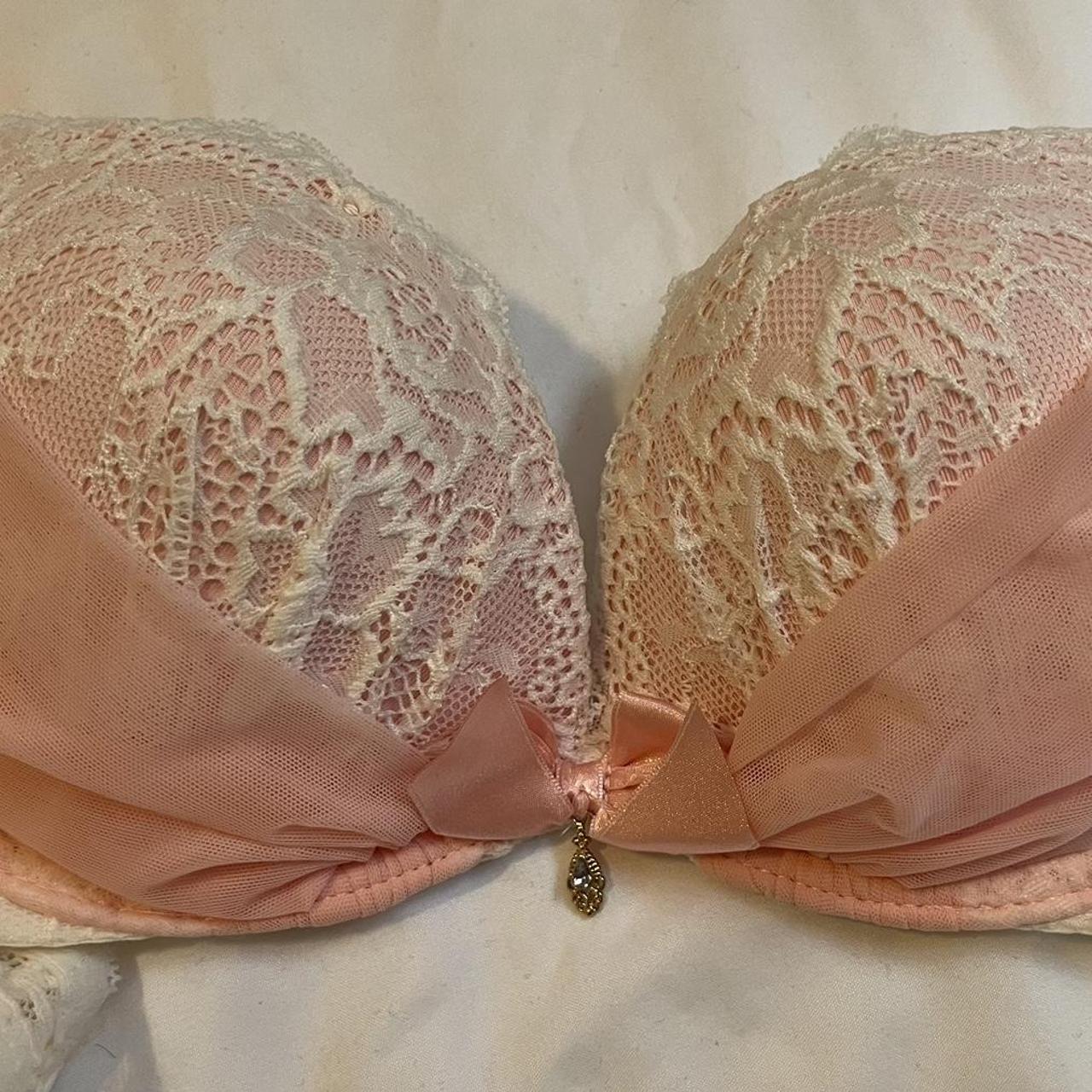 pink and white lace lingerie bra - branded n tags... - Depop