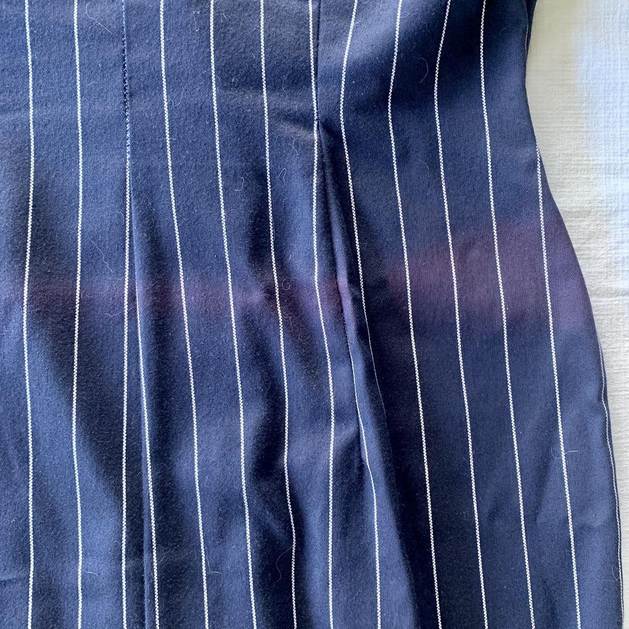 Vintage Navy Pinstripe Double Breasted... - Depop