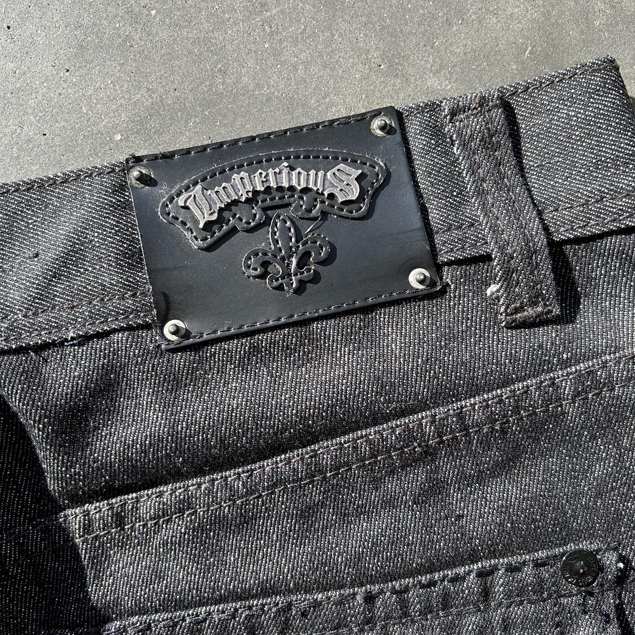 Vintage 90s Y2K Imperious Baggy Black Shine Jeans •... - Depop