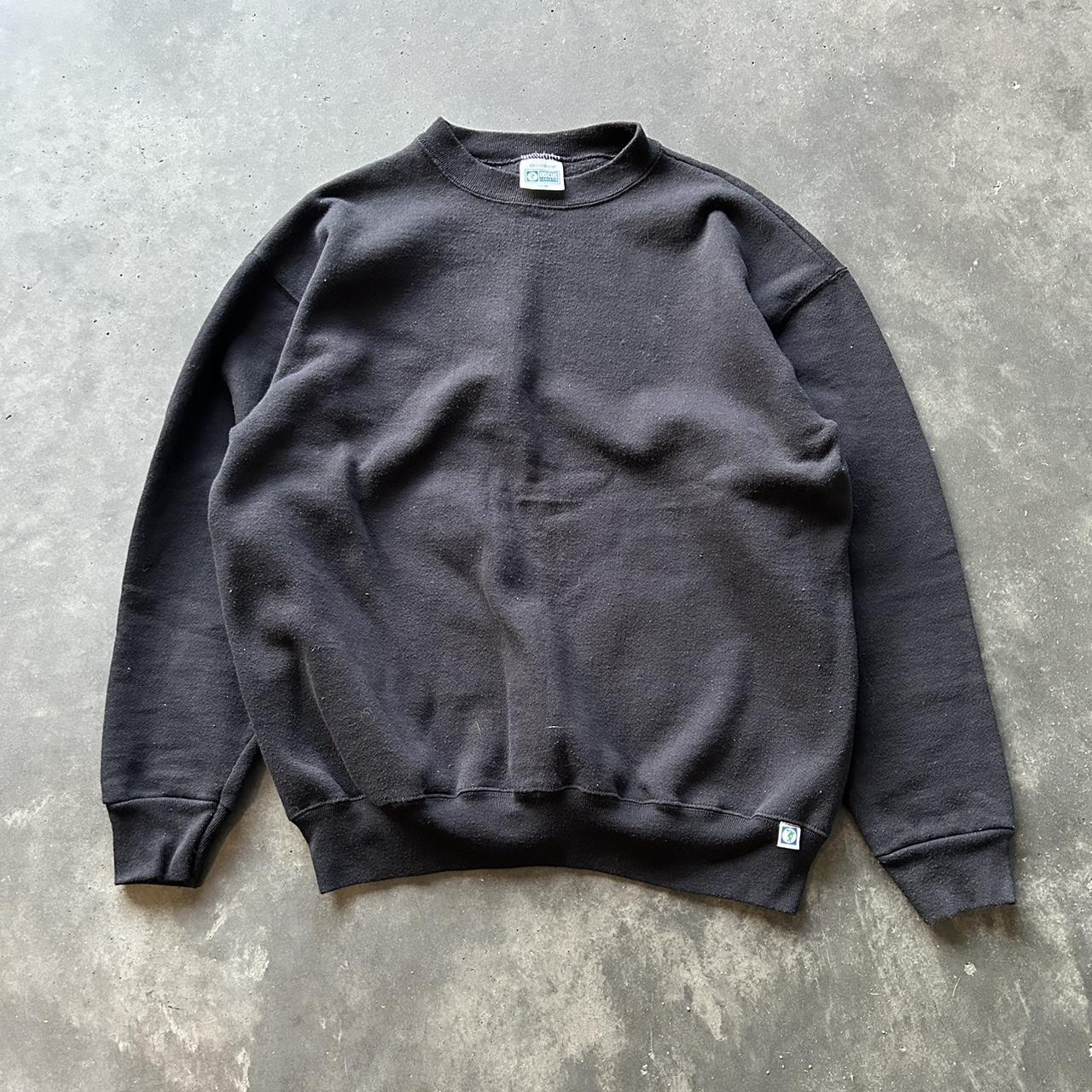 Vintage 90s USA Tultex Blank Black Sweatshirt Depop