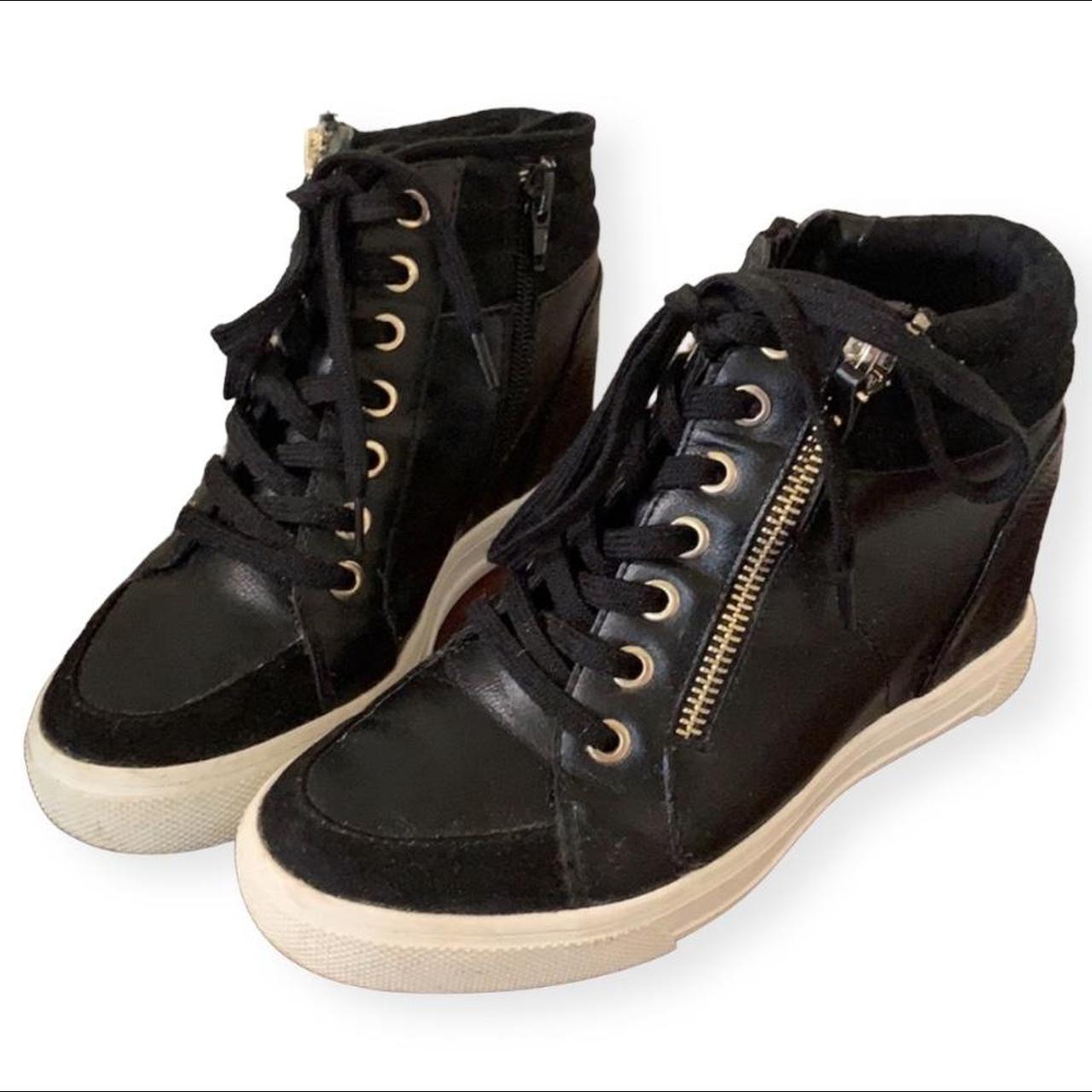 aldo black wedge sneakers
