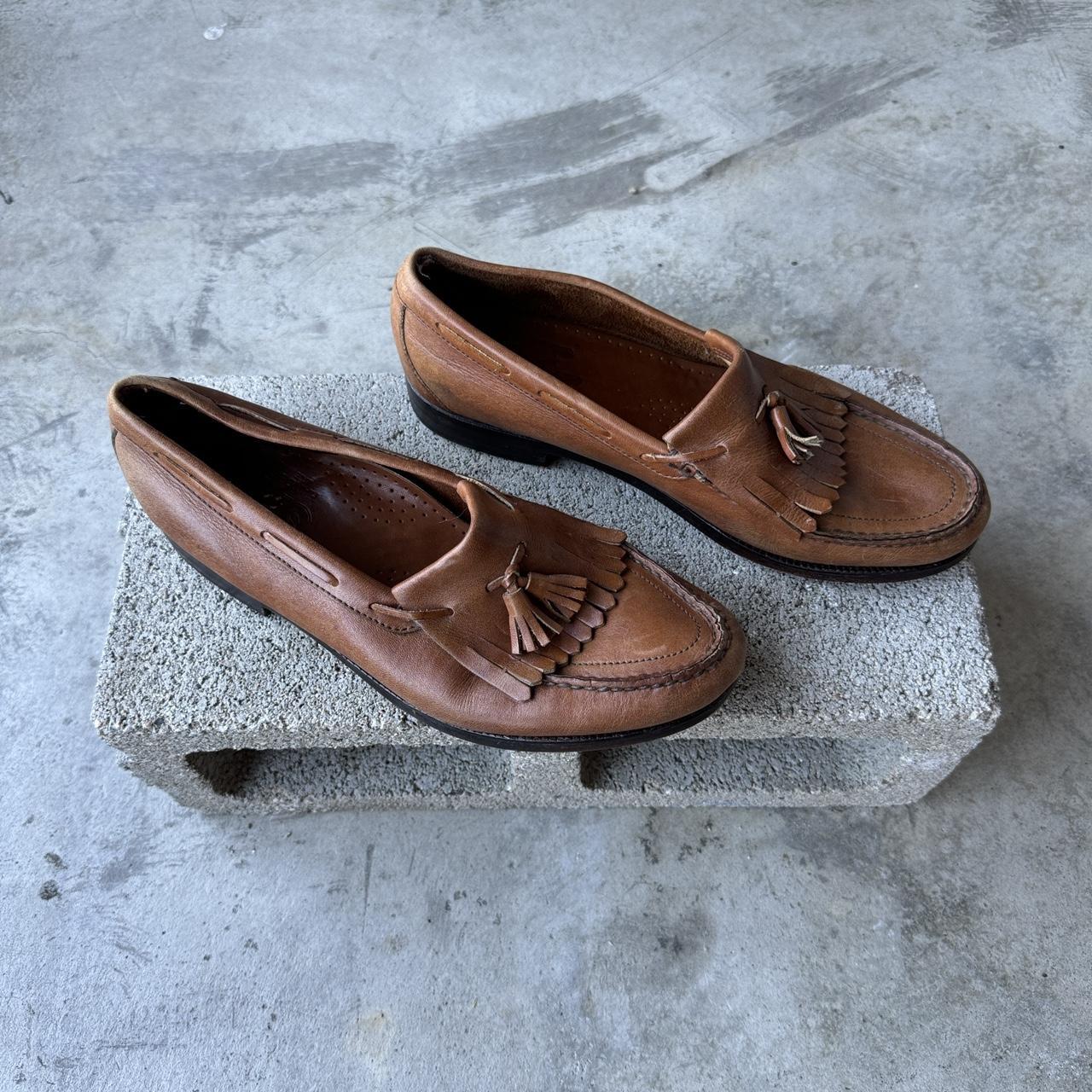 Vintage 90s leather tassel loafers fits like men's | Depop