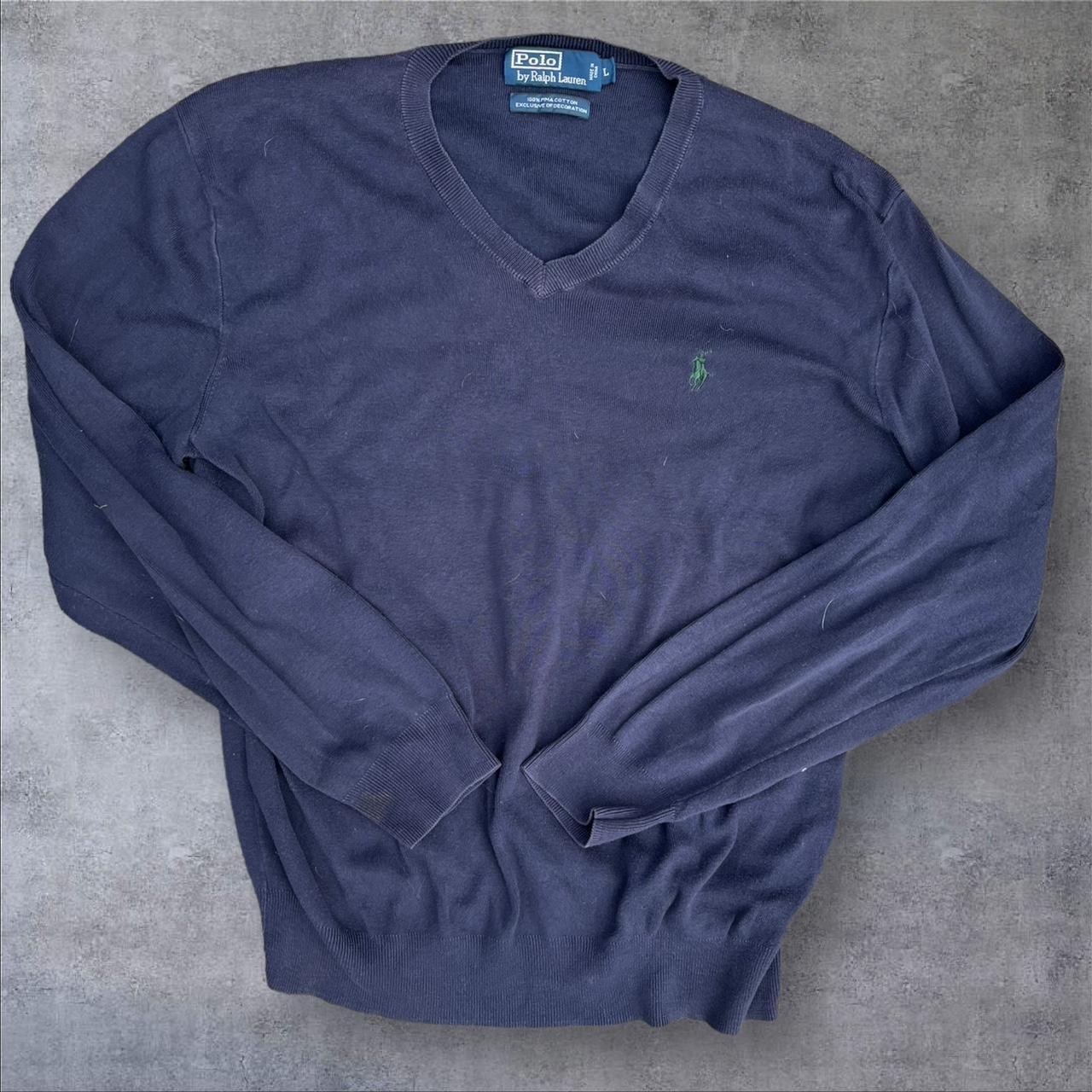 Vtg POLO offers Ralph Lauren Sweater V-Neck Navy Blue Jumper Mens L