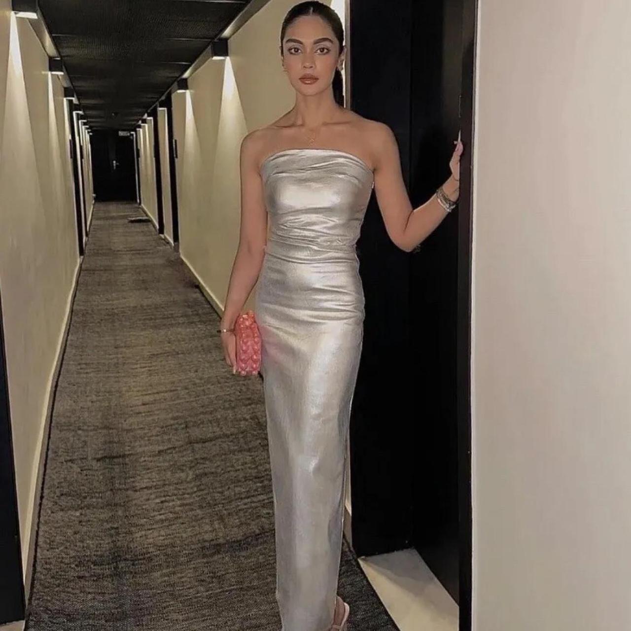 ZARA WOMAN NWT SS22 BURGUNDY LONG JACQUARD DRESS | Depop