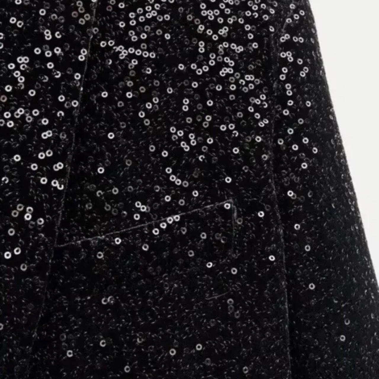 NEW ZARA SEQUINNED VELVET BLAZER REF 9433/976 SIZE S,M Depop