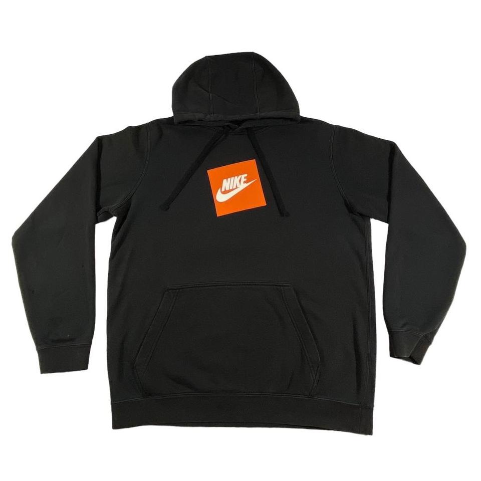 Black nike hoodie store with orange logo