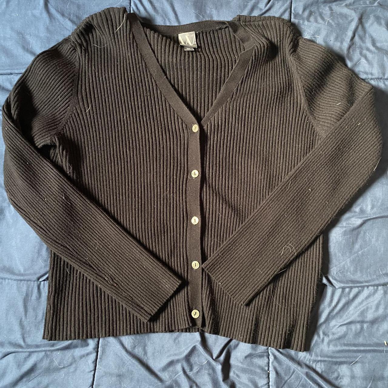 Worthington Black Tight-Fitting Cropped Cardigan... - Depop