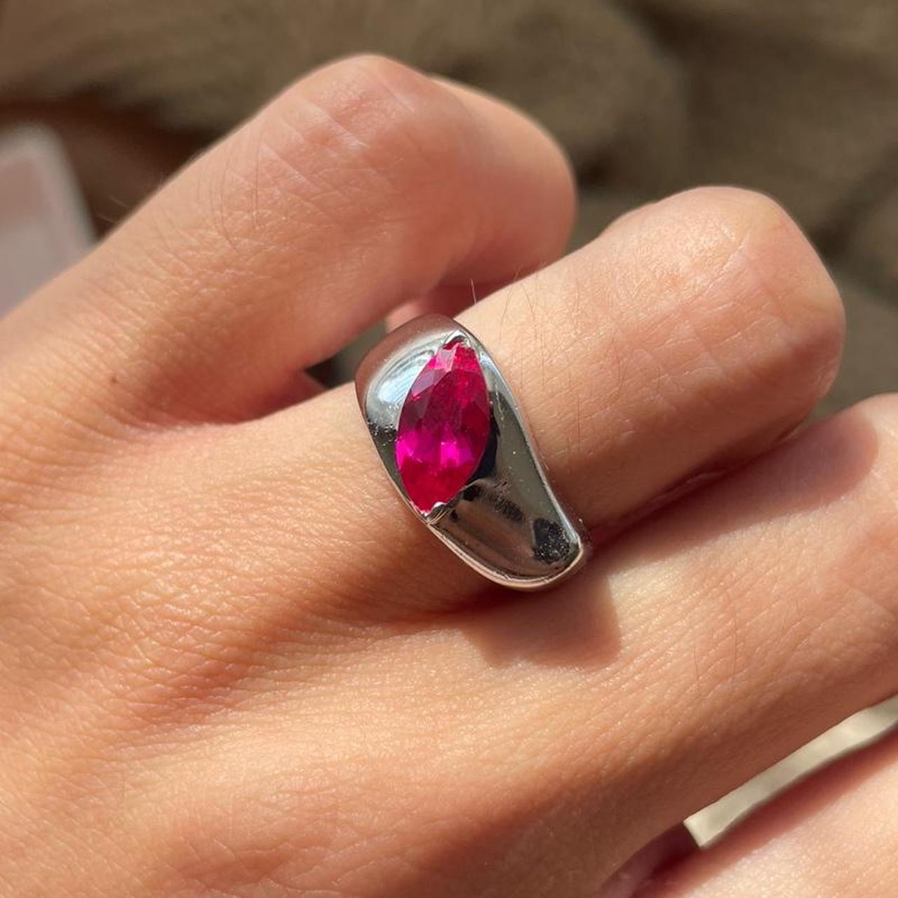 Women's Ring - Silver – Ruby ring sterling silver… - image 1