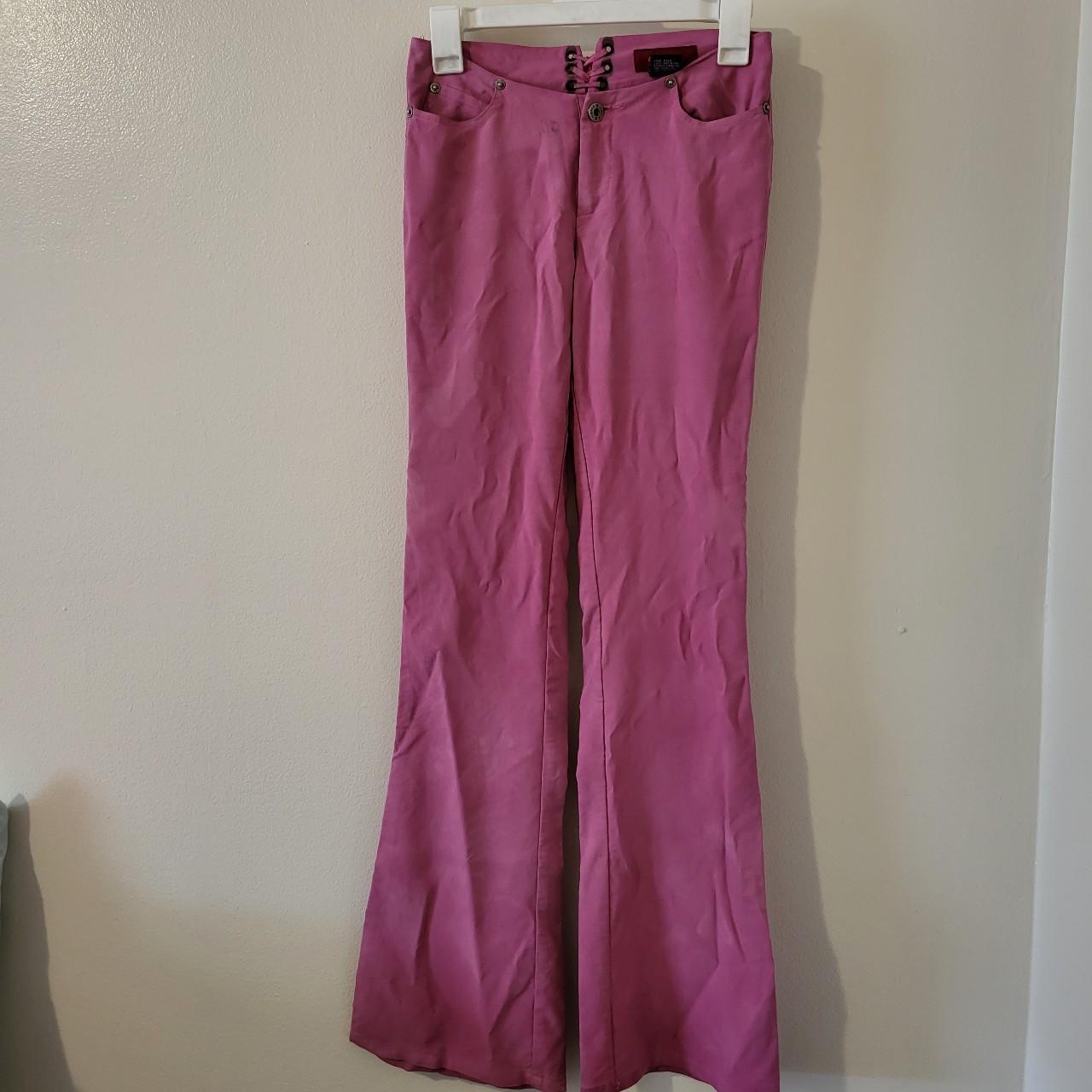 Vintage Y2K style low-rise pants Barbie Pink... - Depop