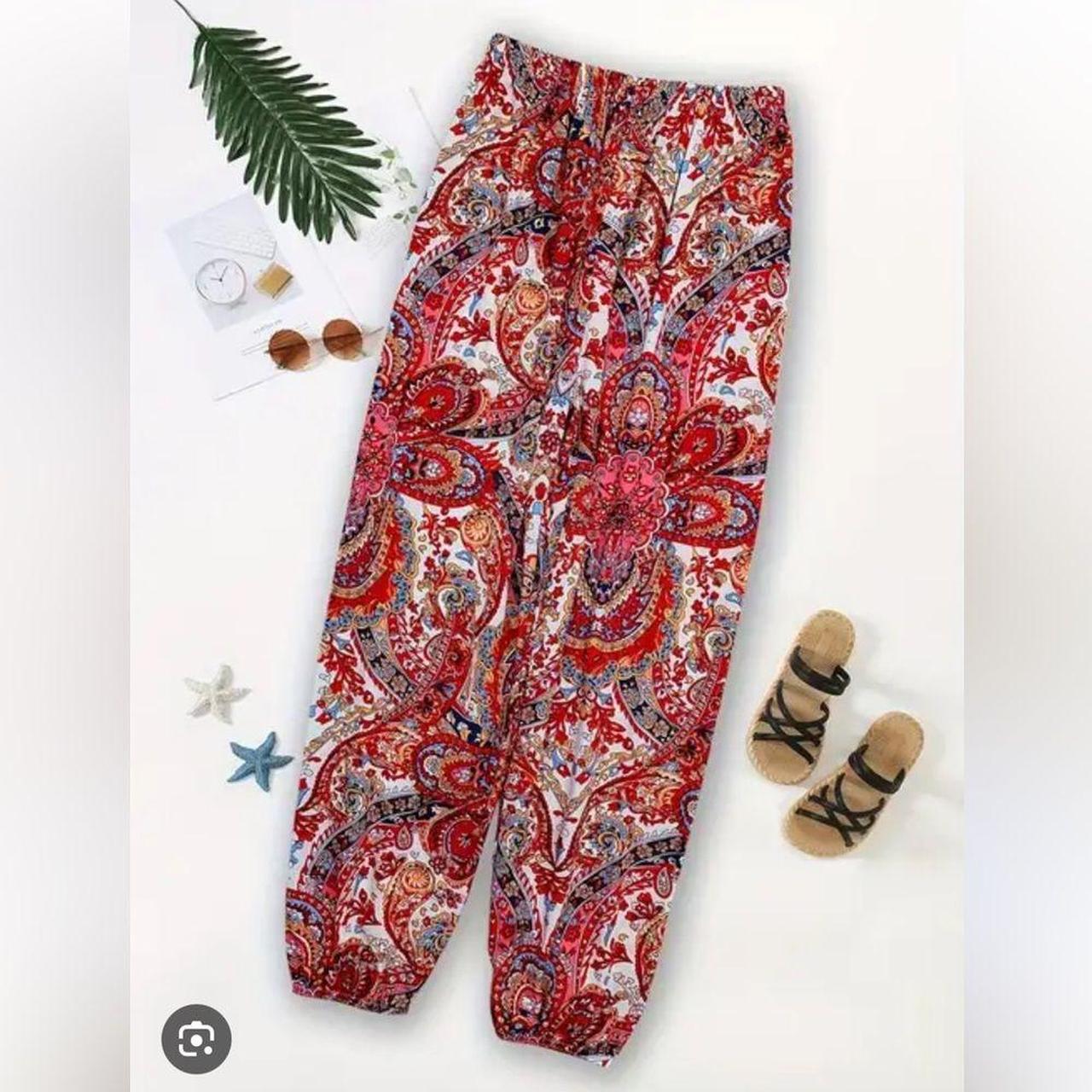 Source Unknown Women's High waisted Pants - Red/W… - image 1