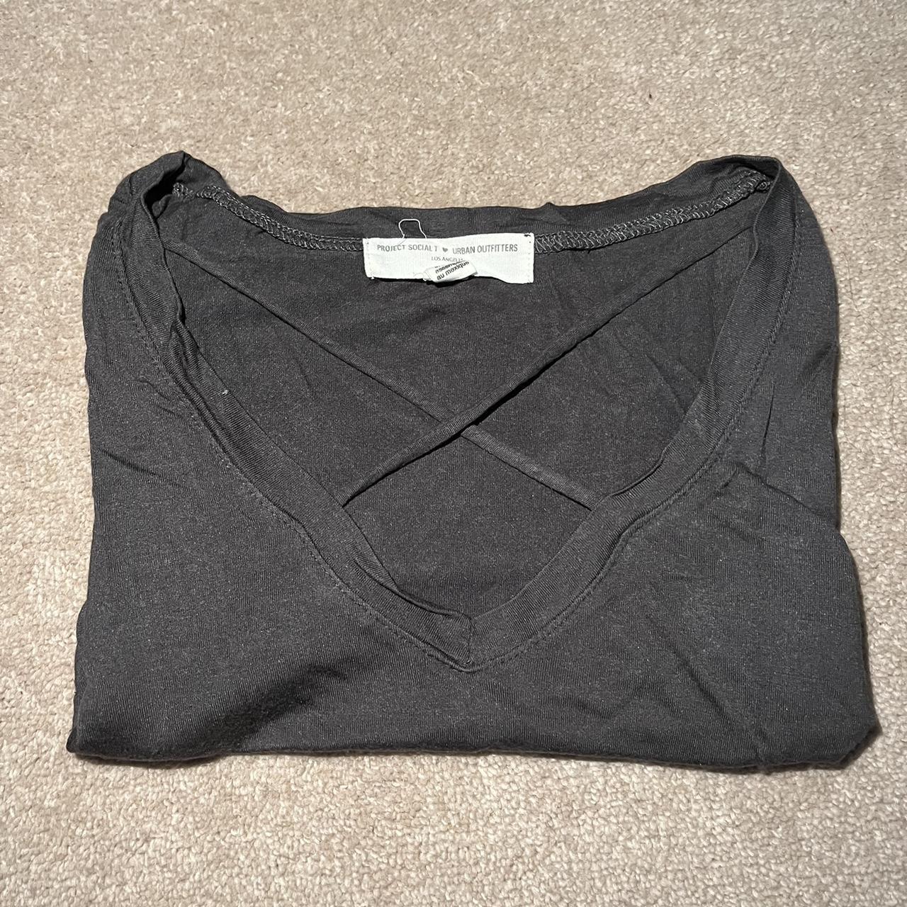 Grey Urban Outfitters tshirt with cross straps... - Depop