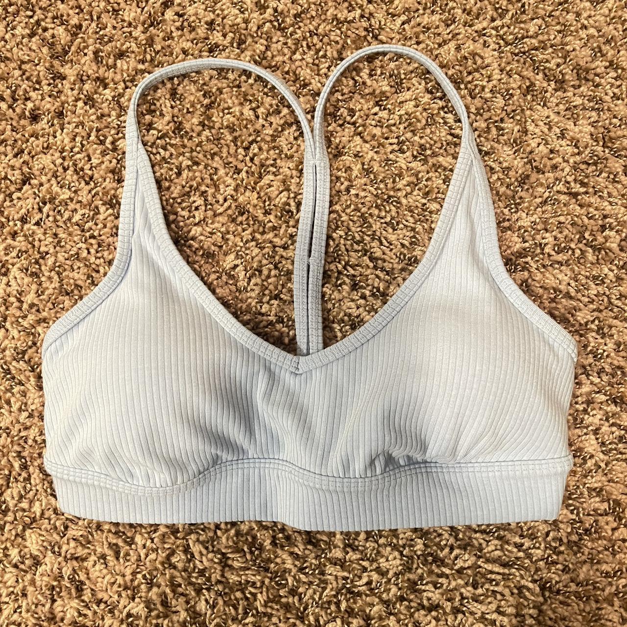 ALO YOGA Ribbed Blissful Bra Color Blue Skies Sz... Depop