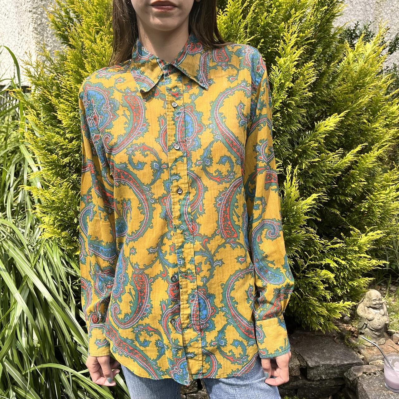 Vintage 1970s outlet paisley button down blouse