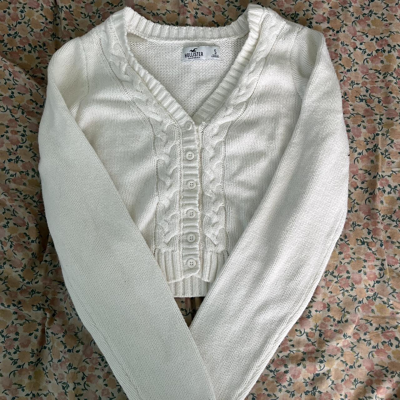 Hollister cardigan in white/off white. Size S and... - Depop