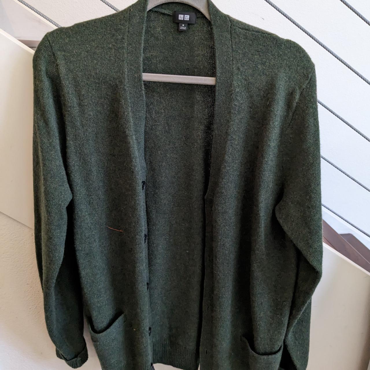 Uniqlo dark green cardigan size M - Depop
