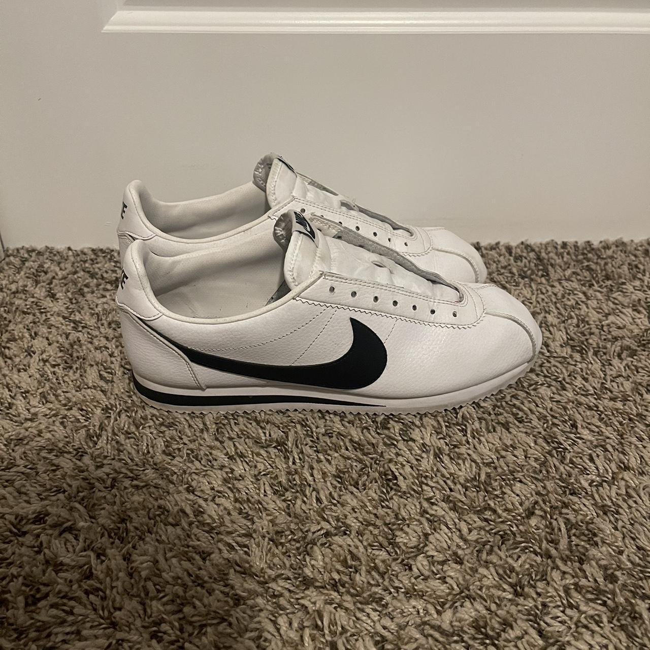 Nike white and black classic cortez leather outlet trainers