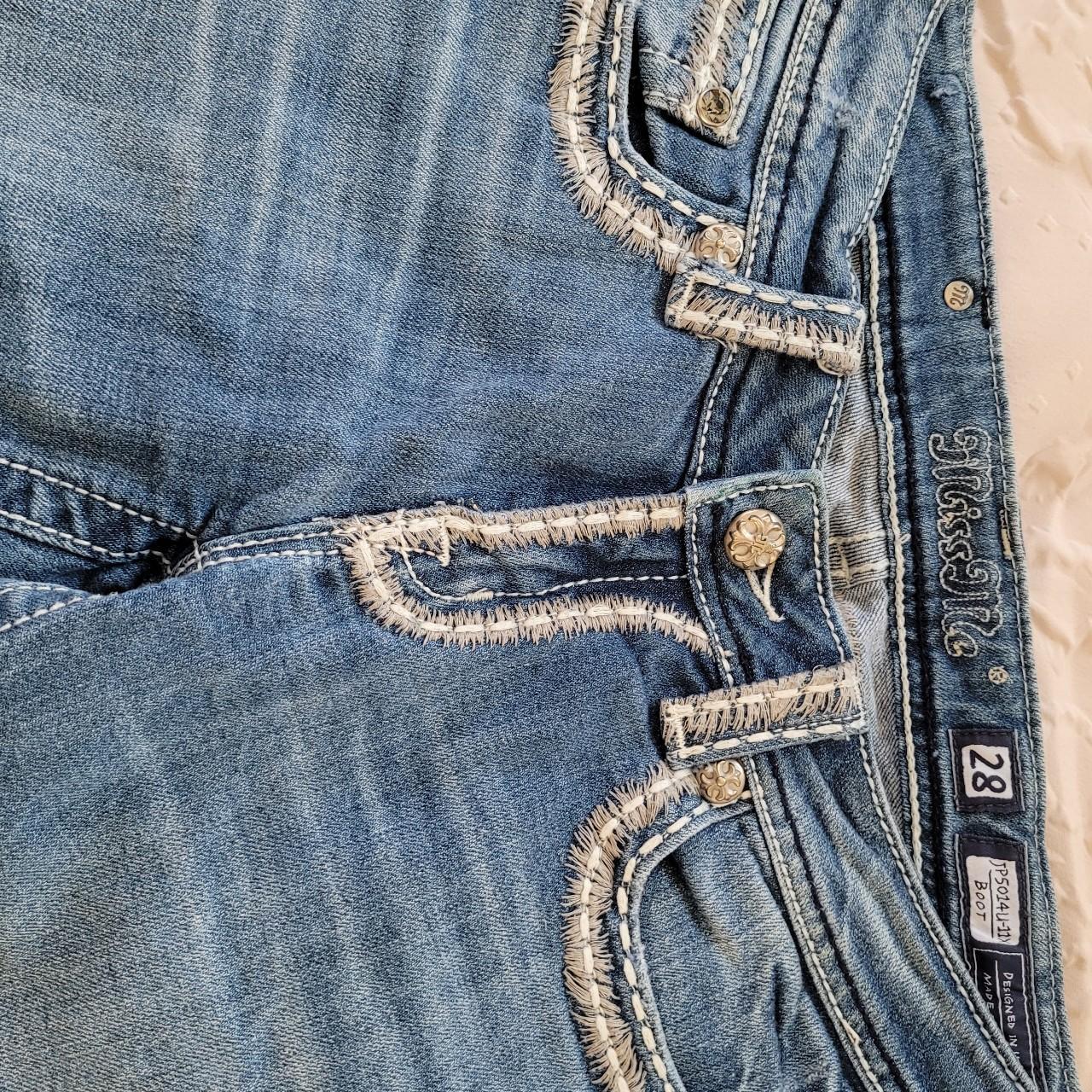 Boot cut size 28 Miss Me jeans. Cute stiching and... - Depop