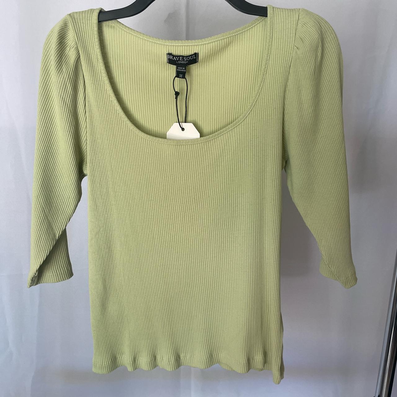 Brave Soul Women's Green Blouse | Depop