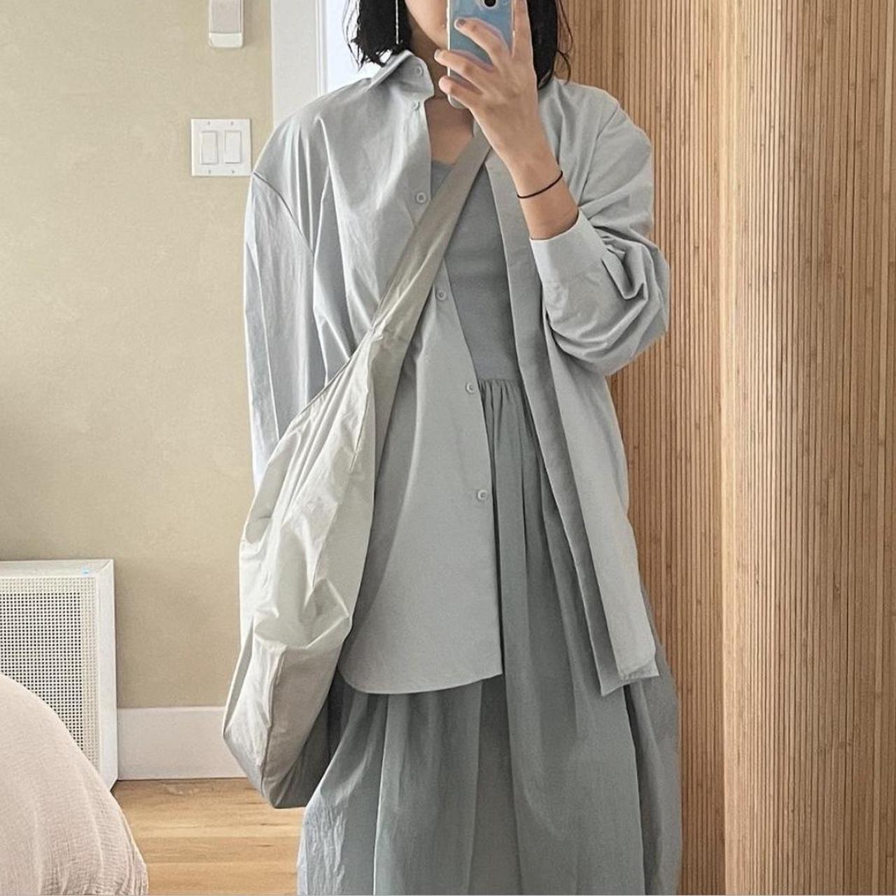 AMOMENTO Grey Blue Sheer Jersey Dress such a | Depop