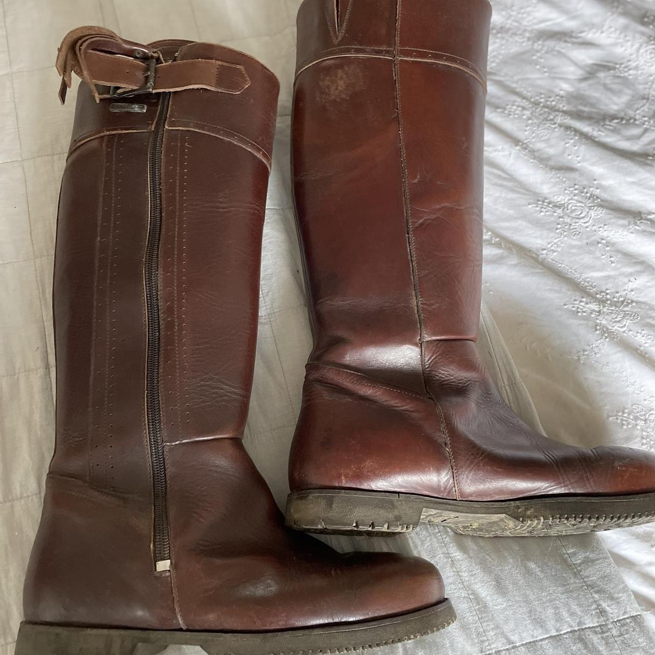 Welligogs chestnut leather waterproof matador boots.... - Depop