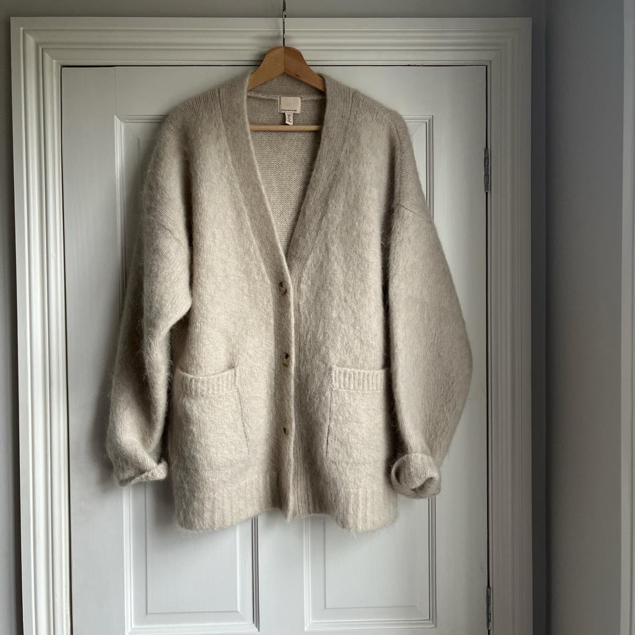 H&M Premium mohair and wool blend V neck oversized... - Depop