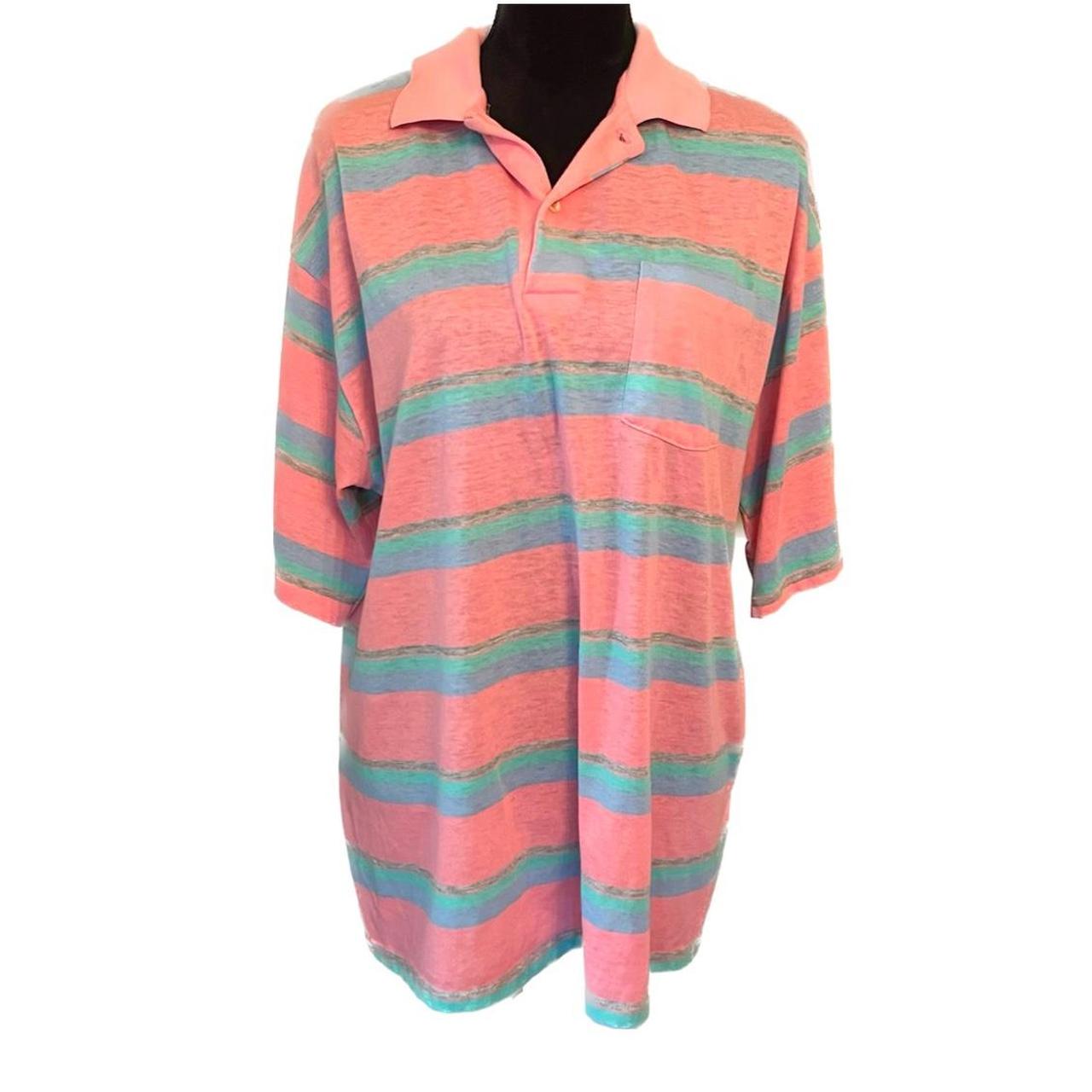 Vintage 90\'s AMERICAN EDITION Pink Striped XL Polo.... - Depop