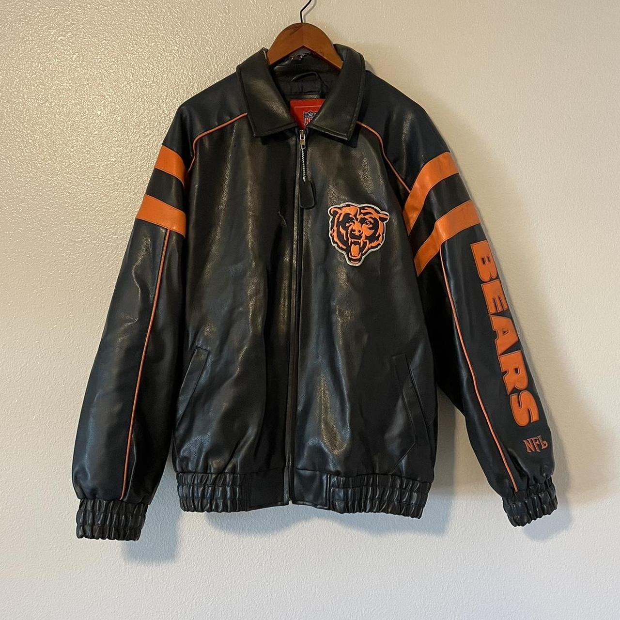 Vintage Chicago Bears Leather Jacket Mens Large Depop   P0 