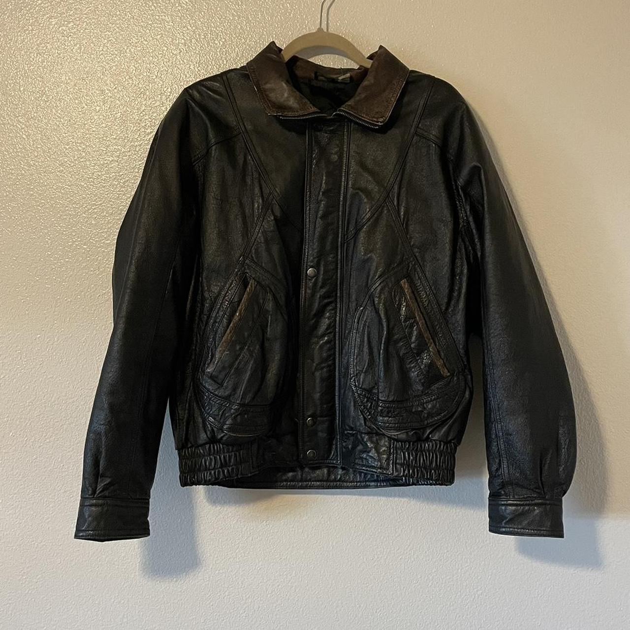 Vintage Black Leather Jacket Mens large. In really... - Depop
