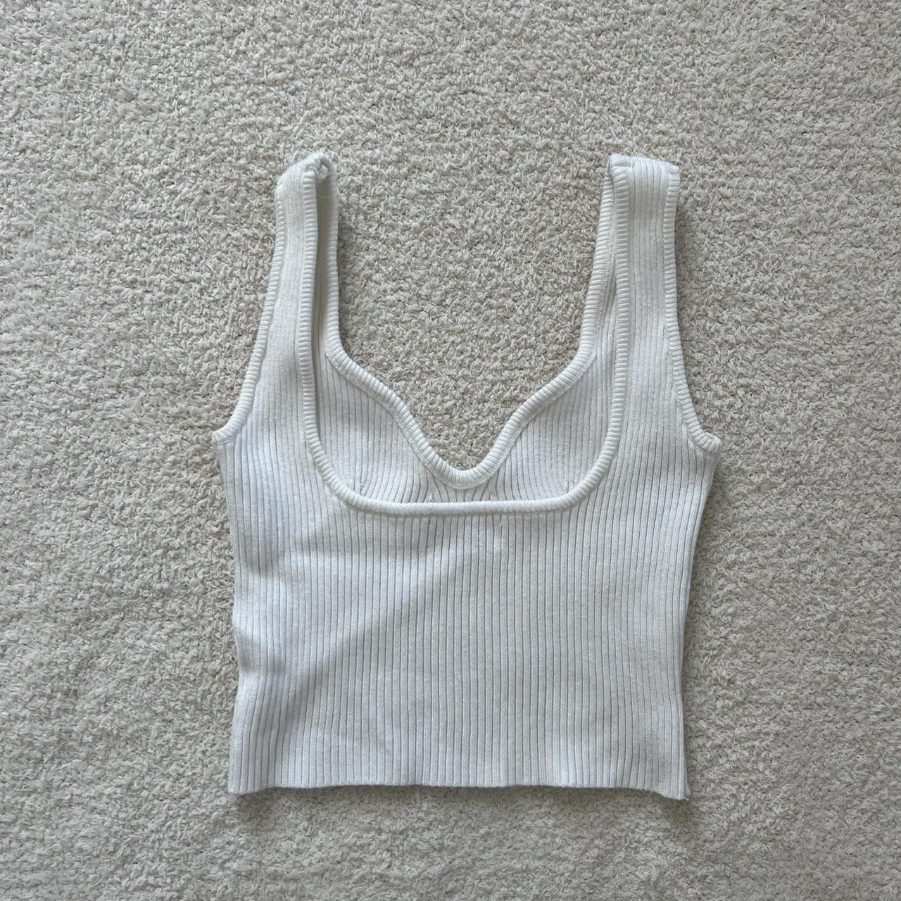 Luna B White Tank Crop top Knit Size S (Put & Other... - Depop